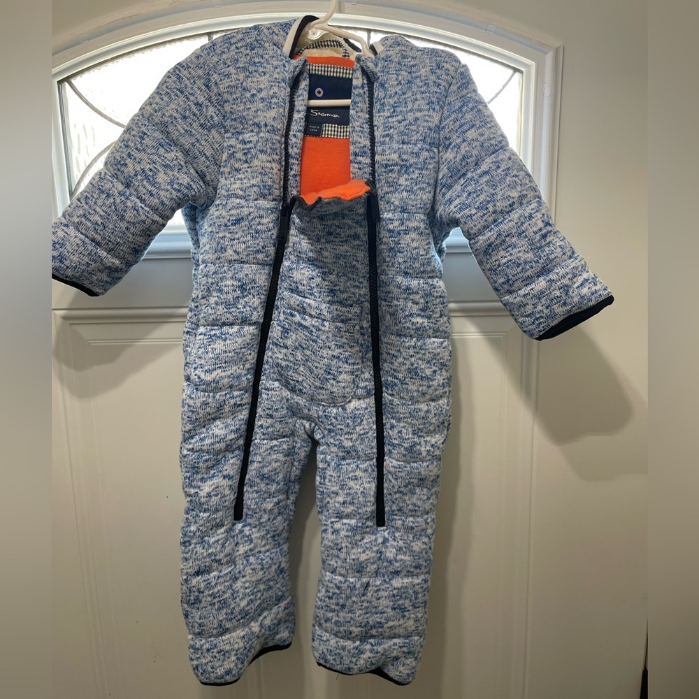 Ben Sherman Orange and Blue Knit Jacket snow suit bunting 12 months